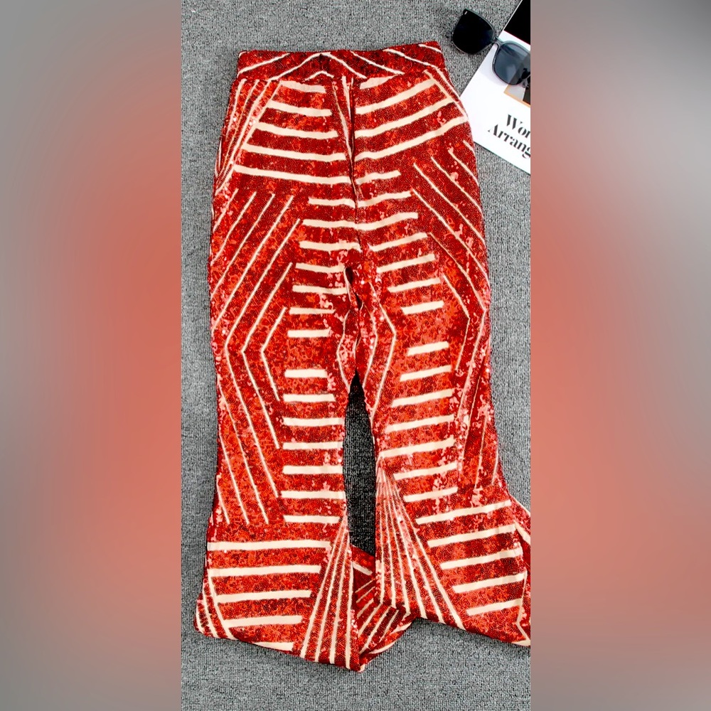 SEQUIN BELL-BOTTOM PANTS